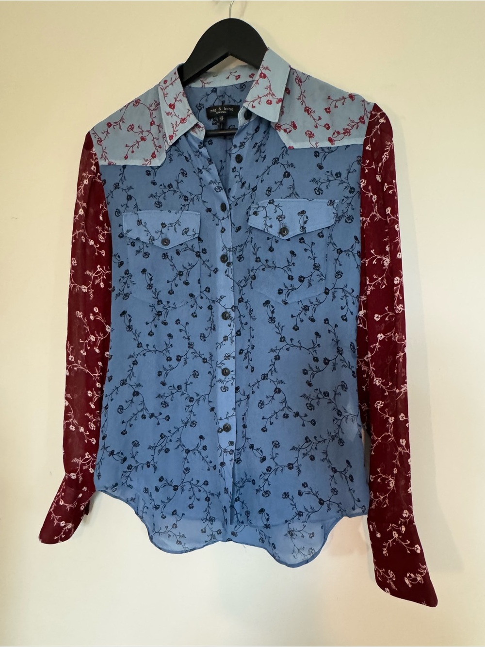 Rag & Bone Wyatt Floral Patchwork Western Shirt XS - Picture 5 of 8